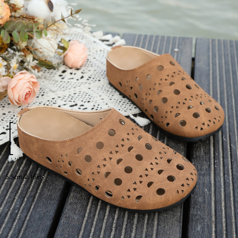 Lan Guan Niche faragott üreges lusta öszvér papucs nőknek, lélegző, vastag talpú, kényelmes, divatos Birkenstock cipők