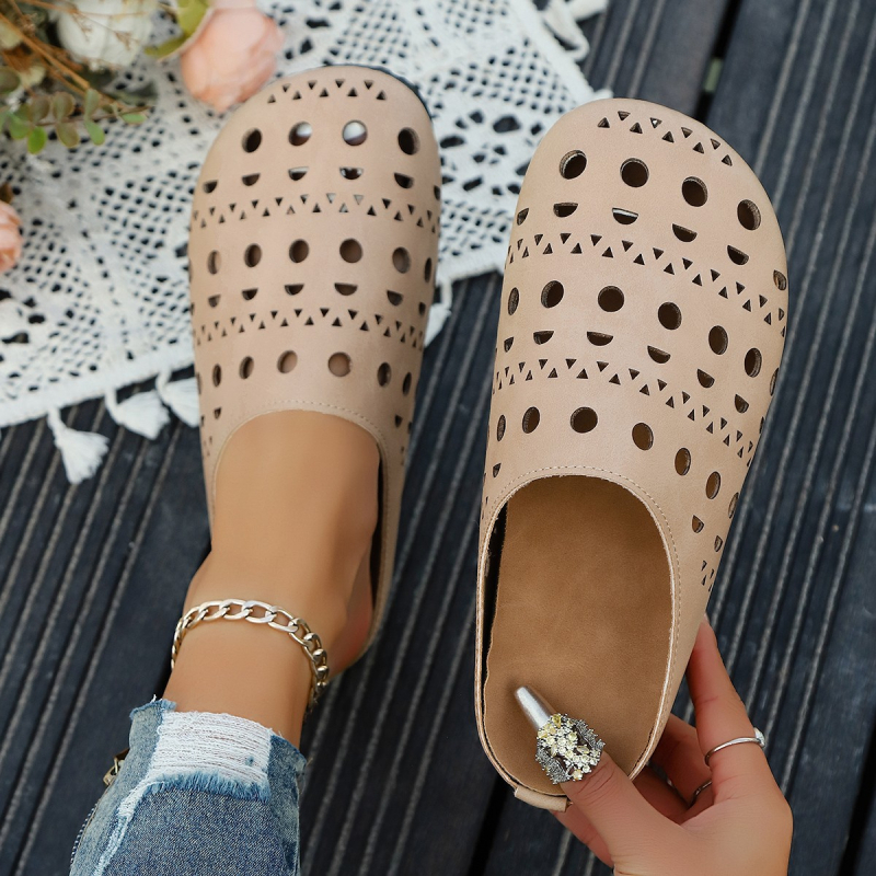 Lan Guan Niche faragott üreges lusta öszvér papucs nőknek, lélegző, vastag talpú, kényelmes, divatos Birkenstock cipők