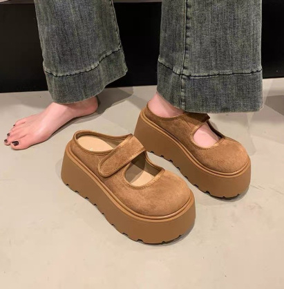 Trendi zárt orrú női papucsok, 2025 új tavaszi és nyári platformos vastag talpú Birkenstock stílusú bebújós szandálok