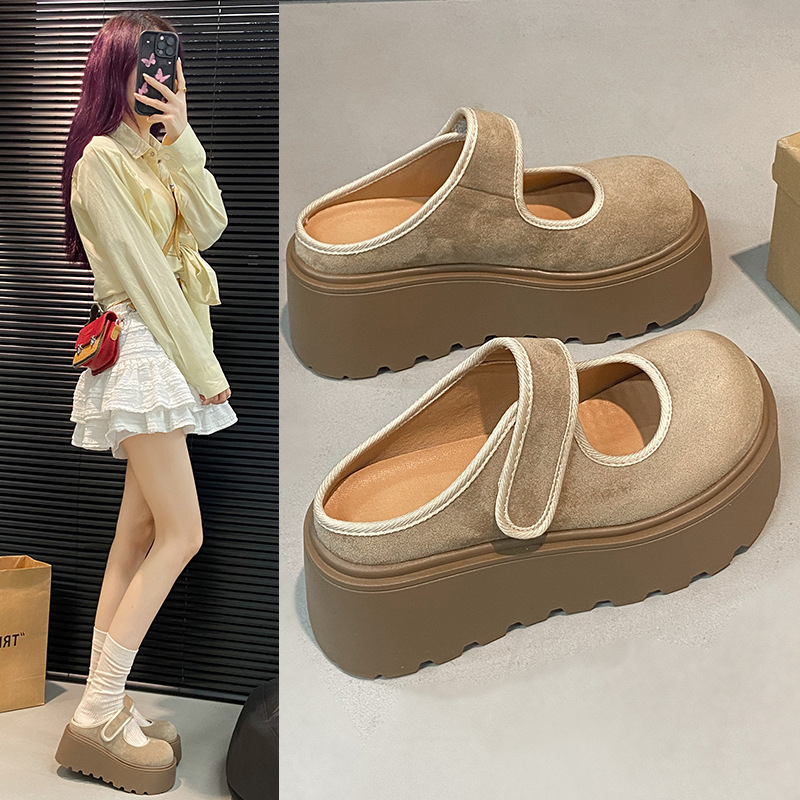 Trendi zárt orrú női papucsok, 2025 új tavaszi és nyári platformos vastag talpú Birkenstock stílusú bebújós szandálok
