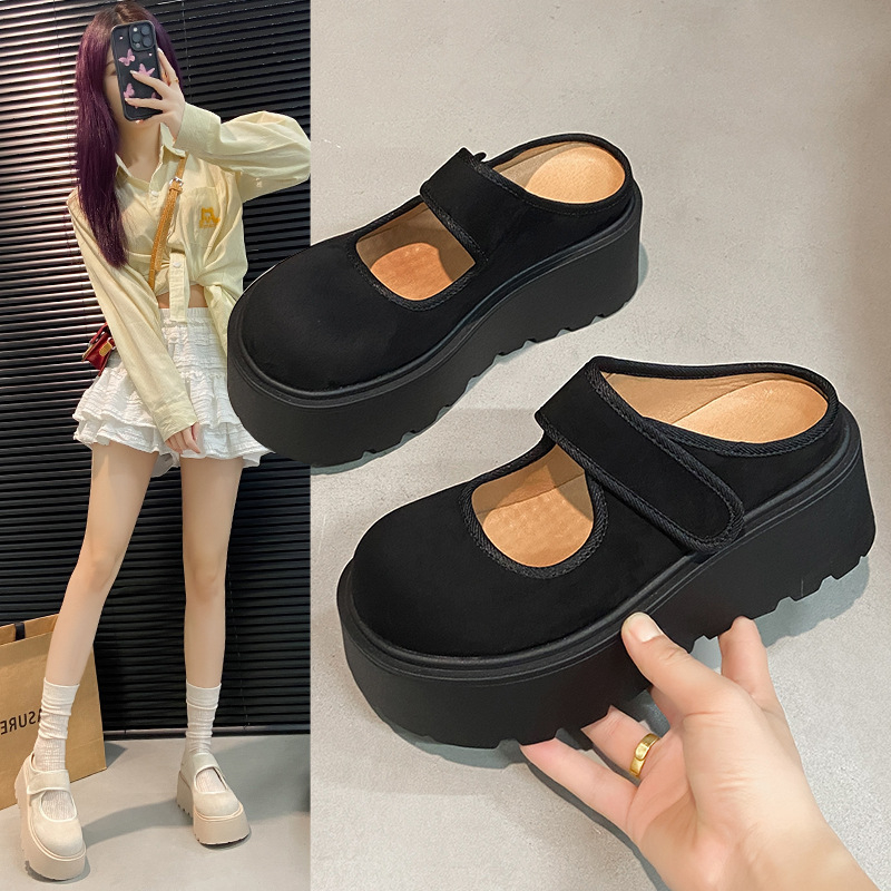 Trendi zárt orrú női papucsok, 2025 új tavaszi és nyári platformos vastag talpú Birkenstock stílusú bebújós szandálok