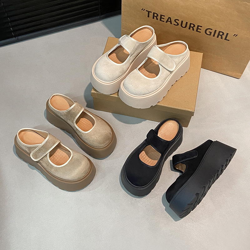 Trendi zárt orrú női papucsok, 2025 új tavaszi és nyári platformos vastag talpú Birkenstock stílusú bebújós szandálok