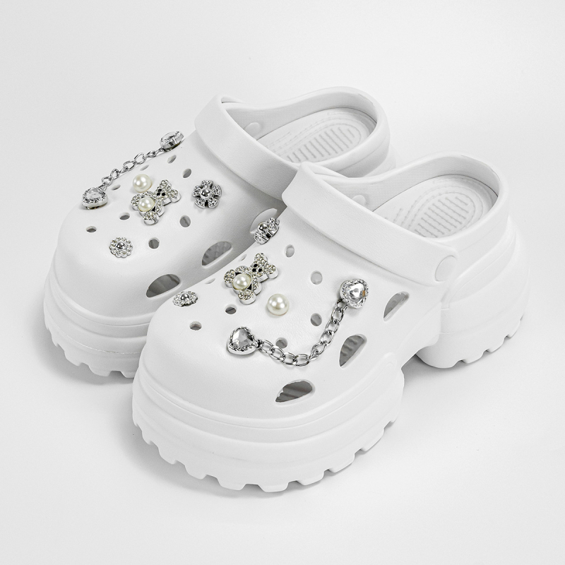 EVA 10 cm aukštakulniai sidabriniai bateliai su „meškos skylute“, moteriški užsienio prekybos vasariniai nauji lengvi sandalai