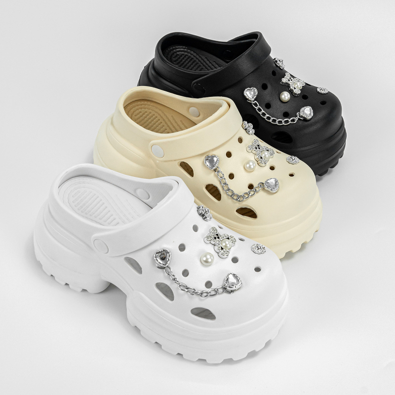 EVA 10 cm aukštakulniai sidabriniai bateliai su „meškos skylute“, moteriški užsienio prekybos vasariniai nauji lengvi sandalai