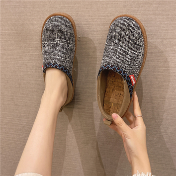 Etnikai stílusú szövetpapucsok Női 2025 tavaszi és nyári új vászon hétköznapi szövetcipők lapos talpú félcipők