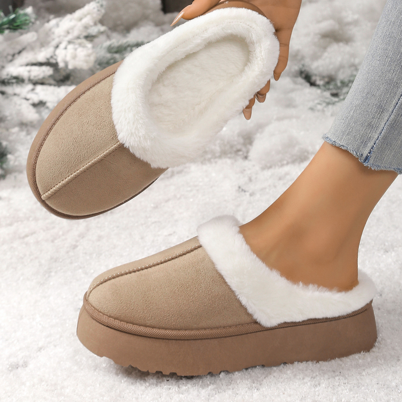 Pamut papucsok női őszi és téli új vastag talpú kényelmes otthoni meleg félcsomagos hótaposó páros felsőruházati cipő