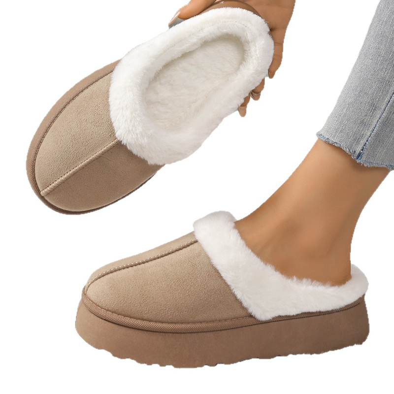 Pamut papucsok női őszi és téli új vastag talpú kényelmes otthoni meleg félcsomagos hótaposó páros felsőruházati cipő