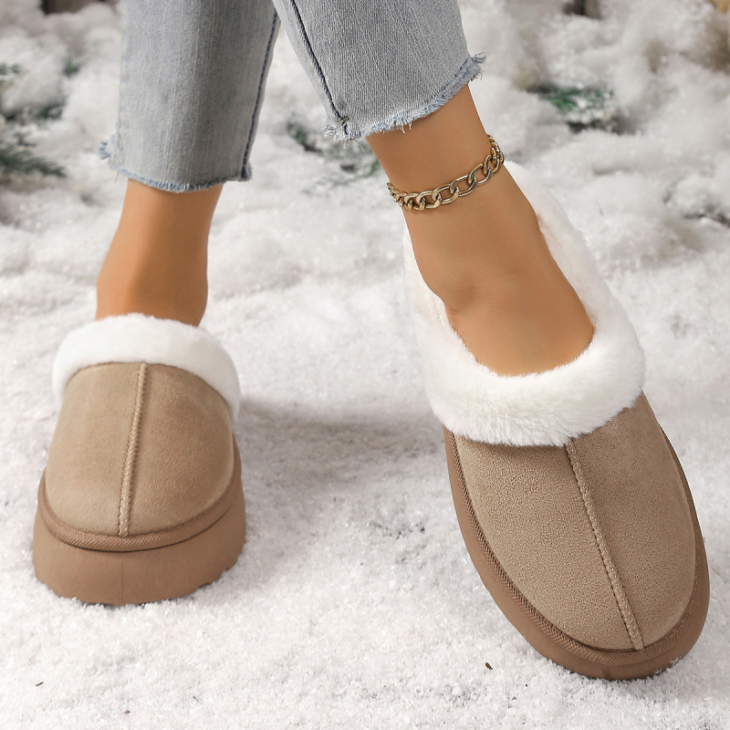 Pamut papucsok női őszi és téli új vastag talpú kényelmes otthoni meleg félcsomagos hótaposó páros felsőruházati cipő
