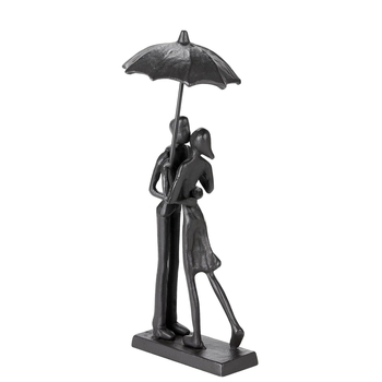 Cadou original de Ziua Îndrăgostiților, statuie metalică pentru cuplu care se sărută sub umbrelă, ornamente retro europene și americane din fontă, decor
