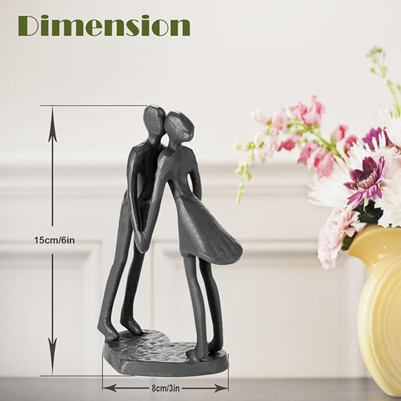 Cadou original de Ziua Îndrăgostiților, statuie metalică pentru cuplu care se sărută sub umbrelă, ornamente retro europene și americane din fontă, decor