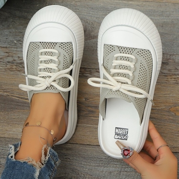 Μοντέρνες αναπνεύσιμες μισές παντόφλες 2025 Νέα καλοκαιρινά γυναικεία παπούτσια με ανοιχτή πλάτη και κλειστά δάχτυλα