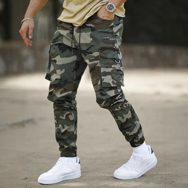 Gyártó egyedi nadrágok európai és amerikai határokon átnyúló amerikai stílusú álcázó alkalmi cargo nadrág férfi tavaszi és nyári divatos márkájú jogger nadrág 8666