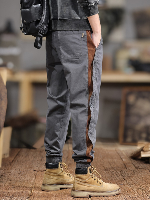 Pavasario ir rudens nauji amerikietiško stiliaus kombinezonai vyriški laisvo dizaino kontrastingi siūlių pėdkelnės laisvalaikio retro funkcinės kelnės