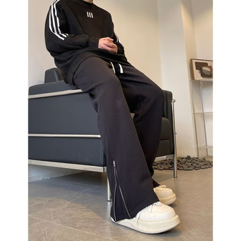 Őszi és téli divatos márkás, polár bélésű, cipzáras, lezser nadrág, férfi hangulatos, amerikai stílusú, lezser sportnadrág, utcai viseletre tervezett hosszú nadrág