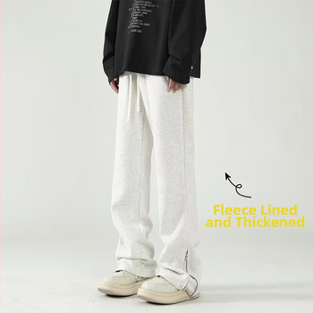 Őszi és téli divatos márkás, polár bélésű, cipzáras, lezser nadrág, férfi hangulatos, amerikai stílusú, lezser sportnadrág, utcai viseletre tervezett hosszú nadrág