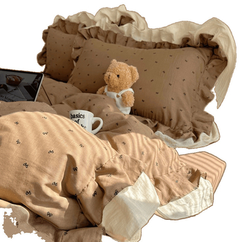 „Hiinii“ dvisluoksnis siūlų skalbtos medvilnės krašto lovos keturių dalių komplektas mergaitiška širdelės formos lovos paklodės antklodės užvalkalas bendrabučio lovos paklodės trijų dalių komplektas