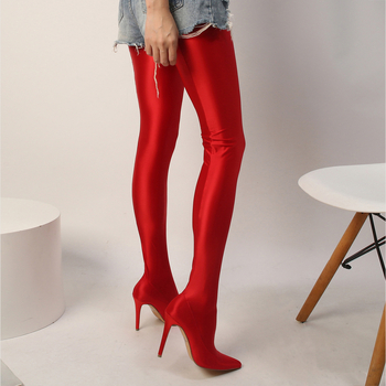 Határokon átnyúló külkereskedelem Új érkezésű fényes, fényes, selymes, karcsú, szűk nadrágcipő, magas derekú, tűsarkú, magas sarkú cipő teljesítményű női cipőkhöz