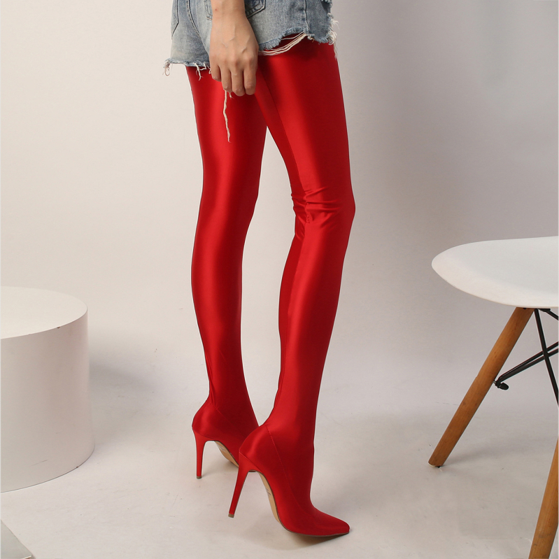 Határokon átnyúló külkereskedelem Új érkezésű fényes, fényes, selymes, karcsú, szűk nadrágcipő, magas derekú, tűsarkú, magas sarkú cipő teljesítményű női cipőkhöz