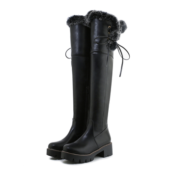 Μπότες Μοτοσικλέτας Εξωτερικού Εμπορίου Κίνας Μπότες Πάνω από το Γόνατο 33 Βαμβακερά Παπούτσια με Χοντρό Γούνινο Κολάρο Νέες Μπότες Χιονιού 43 Μπότες Mao Li με Τετράγωνο Τακούνι από Καουτσούκ