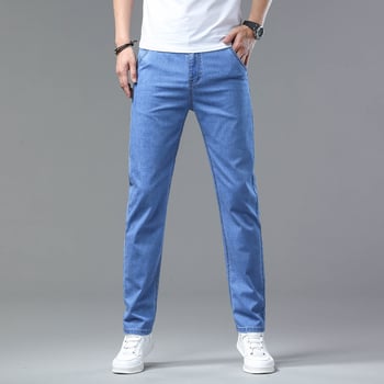 Vyriškos kelnės, vasarinės, plonos džinsinės kelnės, šilko imitacijos, laisvos, tiesios, laisvalaikio kelnės, tamprios, vyriškos kelnės
