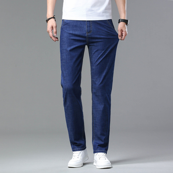 Vyriškos kelnės, vasarinės, plonos džinsinės kelnės, šilko imitacijos, laisvos, tiesios, laisvalaikio kelnės, tamprios, vyriškos kelnės