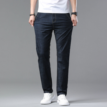 Vyriškos kelnės, vasarinės, plonos džinsinės kelnės, šilko imitacijos, laisvos, tiesios, laisvalaikio kelnės, tamprios, vyriškos kelnės