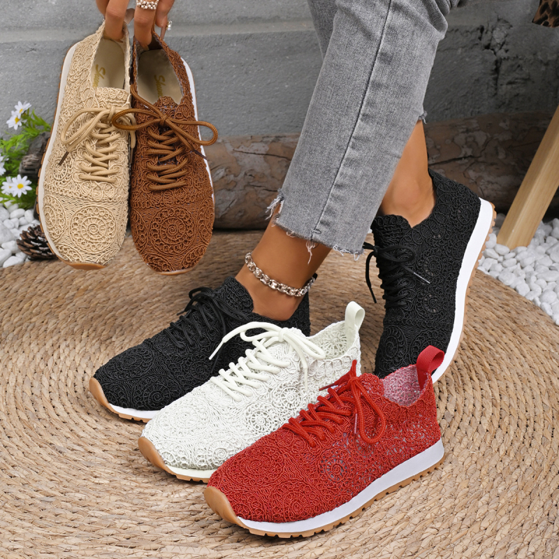 Európai és amerikai export nagy méretű 2025 tavaszi új tiszta színű hálós sport- és szabadidős női cipők sekély szájú lapos talpú kerek orrú határokon átnyúló