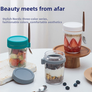 Διασυνοριακό χονδρικό κύπελλο βρώμης για μια νύχτα, ψηλό κύπελλο πρωινού με κουτάλι, φορητό κύπελλο γιαουρτιού, φορητό μιλκσέικ σαλάτας, κύπελλο γάλακτος