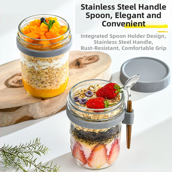 Διασυνοριακό χονδρικό κύπελλο βρώμης για μια νύχτα, ψηλό κύπελλο πρωινού με κουτάλι, φορητό κύπελλο γιαουρτιού, φορητό μιλκσέικ σαλάτας, κύπελλο γάλακτος