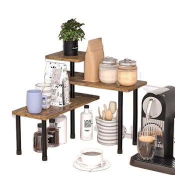 3 rétegű, mozgatható sarokpolc, tárolóállvány akasztóval, konyhai fürdőszobai munkalap, többcélú állvány, fa fűszertartó