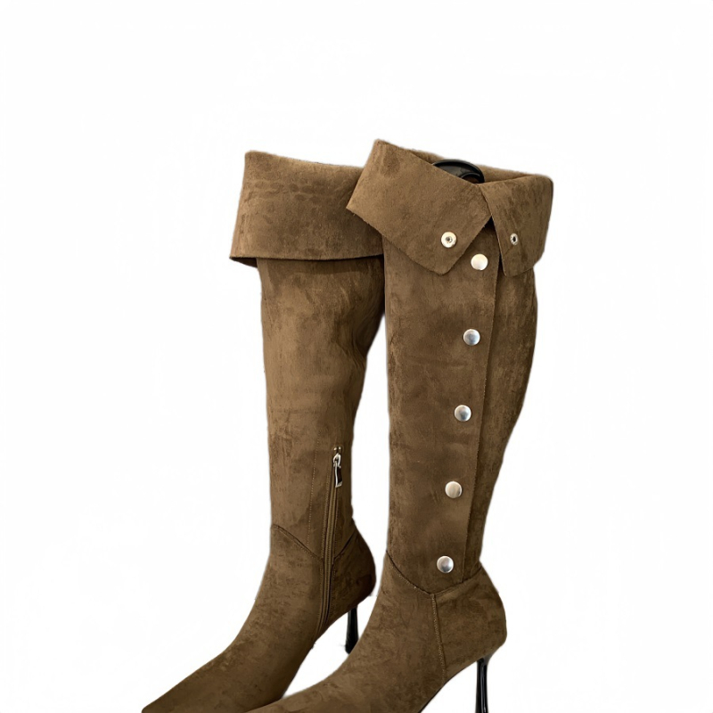 2024 Külkereskedelmi Csizma Retro Magassarkú Térdig Érő Hosszú Csizma Francia Női Csizma Rakott Cowboy Csizma Lovagcsizma