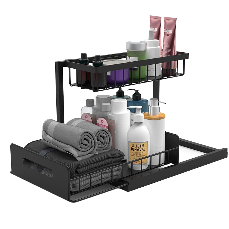 Határokon átnyúló, kész konyhai mosogató tárolóállvány, kihúzható konyhapulti tárolóállvány, fűszertartó, konyhai tároló