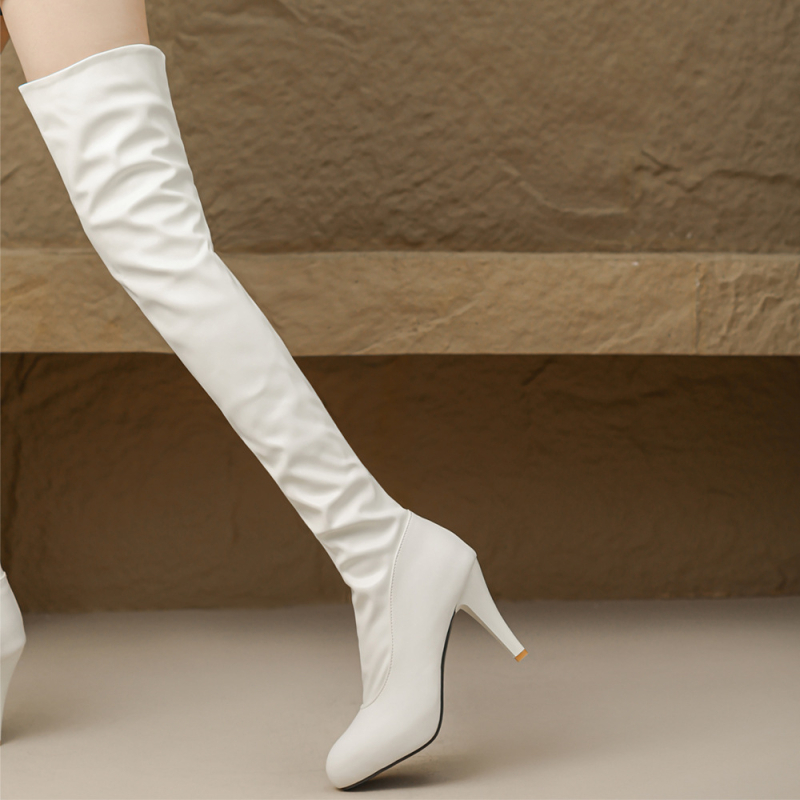 Ženske čizme veličine 31-46, vanjska trgovina, prekogranične ženske cipele s okruglim vrhom, visoka peta, čizme preko koljena, nove ženske čizme za jesen i zimu