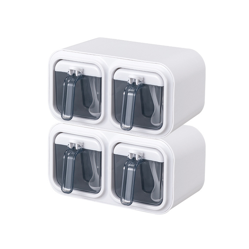 Namų virtuvė Prieskonių dėžutė Valgomosios druskos laikymo dėžutė Prie sienos tvirtinamas prieskonių indelis Trijų skyrių Dviejų skyrių Prieskonių laikymo lentynėlė