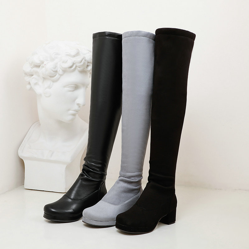 Őszi és téli női csizmák Európai és amerikai divat bőr csizmák női csizmák pamuttal bélelt meleg csizmák térdig érő magas sarkú vastag sarok sokoldalú női cipők