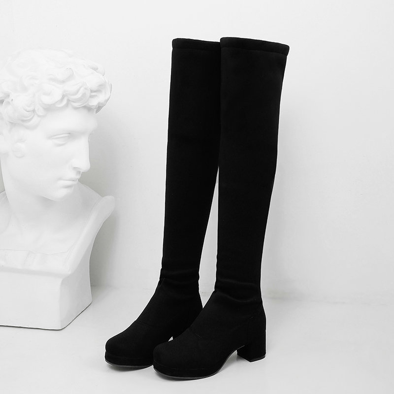 Őszi és téli női csizmák Európai és amerikai divat bőr csizmák női csizmák pamuttal bélelt meleg csizmák térdig érő magas sarkú vastag sarok sokoldalú női cipők