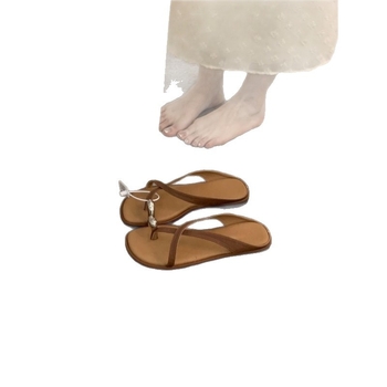 Γαλλικού στιλ ρετρό καφέ σανδάλια με ανοιχτά δάχτυλα για καλοκαιρινές γυναικείες εξωτερικές εμφανίσεις, υψηλής ποιότητας με φούστες, γιορτινά σανδάλια με επίπεδη σόλα