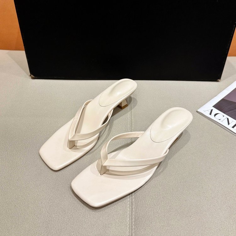 2025 m. pavasario naujos minkštos odinės basutės su kvadratinėmis nosimis, užsegamos basutės su katės kulnu, universalios plonakulnės šlepetės moterims