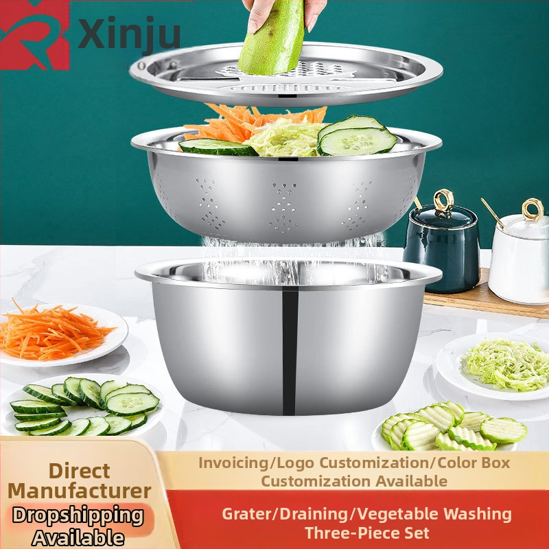 Неръждаема стомана Рендосващ басейн Многофункционален кош за отцеждане Домакинска кухня Зеленчуци Миене на ориз Резен Рязане Артефакт от измиване на ориз Теч Басейн
