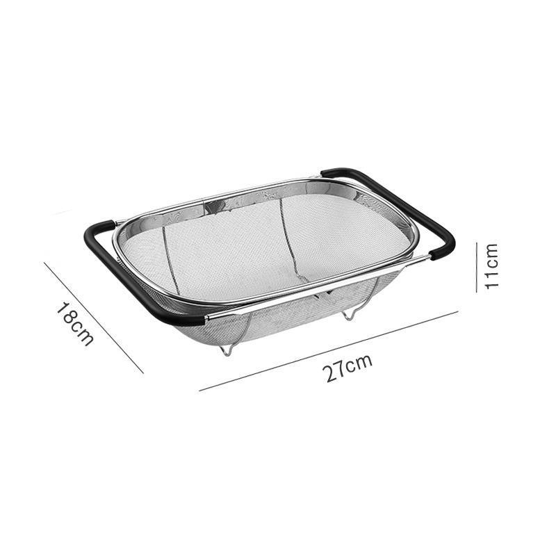 Háztartási rozsdamentes acél mosogató edénytároló állvány mosogató teleszkópos lefolyókosár konyhai mosogató edények lefolyóállvány