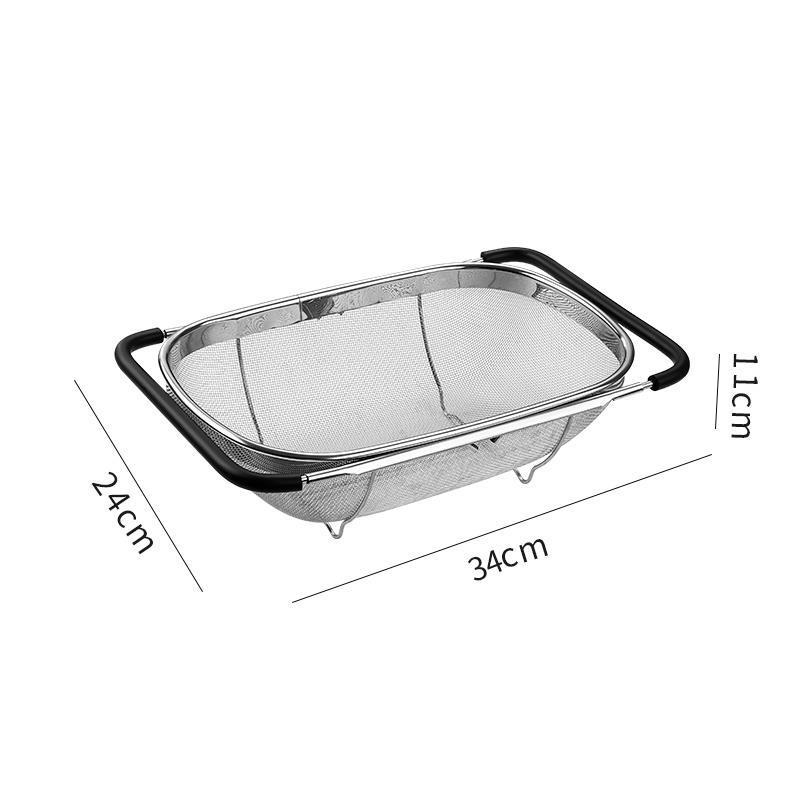 Háztartási rozsdamentes acél mosogató edénytároló állvány mosogató teleszkópos lefolyókosár konyhai mosogató edények lefolyóállvány