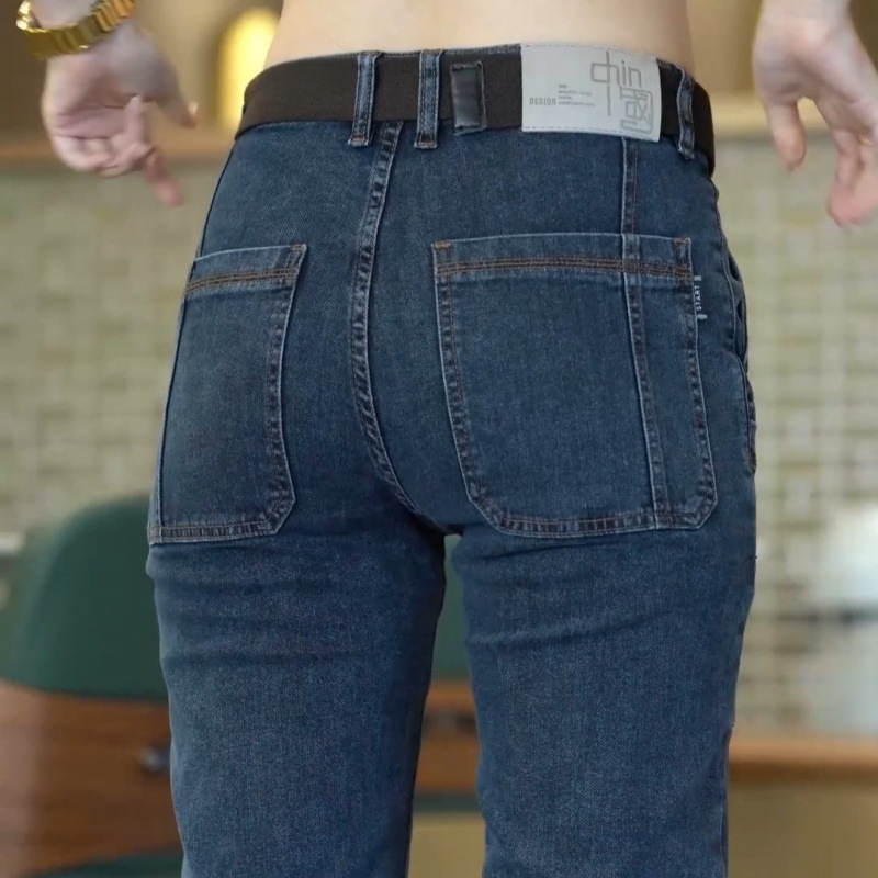 Trendi Six Dou új férfi farmernadrág tavaszi és őszi férfi többzsebes egyenes szárú nadrág rugalmas laza férfi nadrág