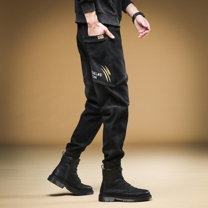 Férfi farmernadrágok 2025 Új, lezser, nagy méretű őszi-téli szabadidőnadrág, cargo nadrág, őszi-téli szezon