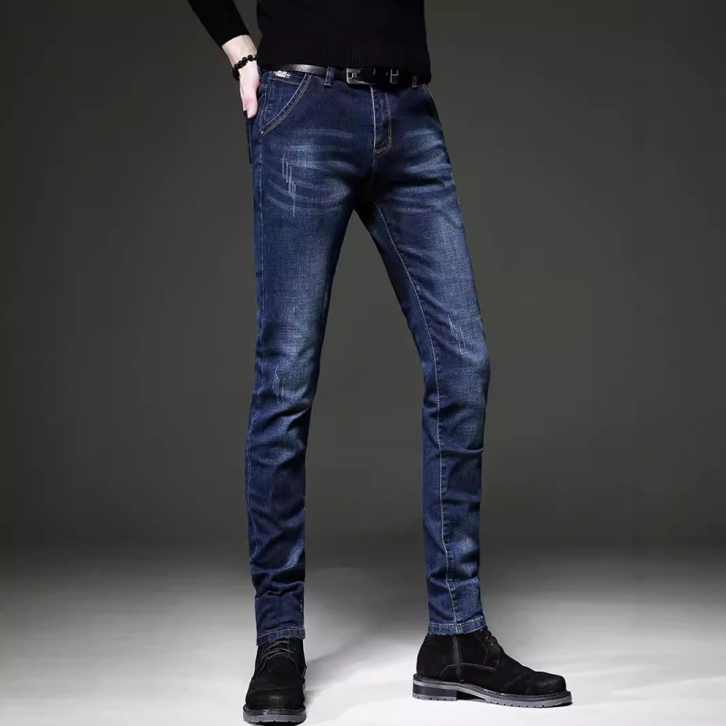 2024 őszi új, csúcskategóriás farmernadrág, férfi karcsúsított, rugalmas szárú, koreai stílusú, divatos, lezser nadrág fiataloknak