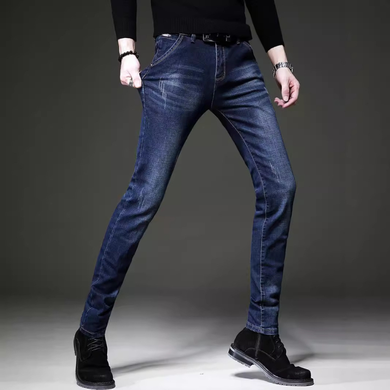 2024 őszi új, csúcskategóriás farmernadrág, férfi karcsúsított, rugalmas szárú, koreai stílusú, divatos, lezser nadrág fiataloknak