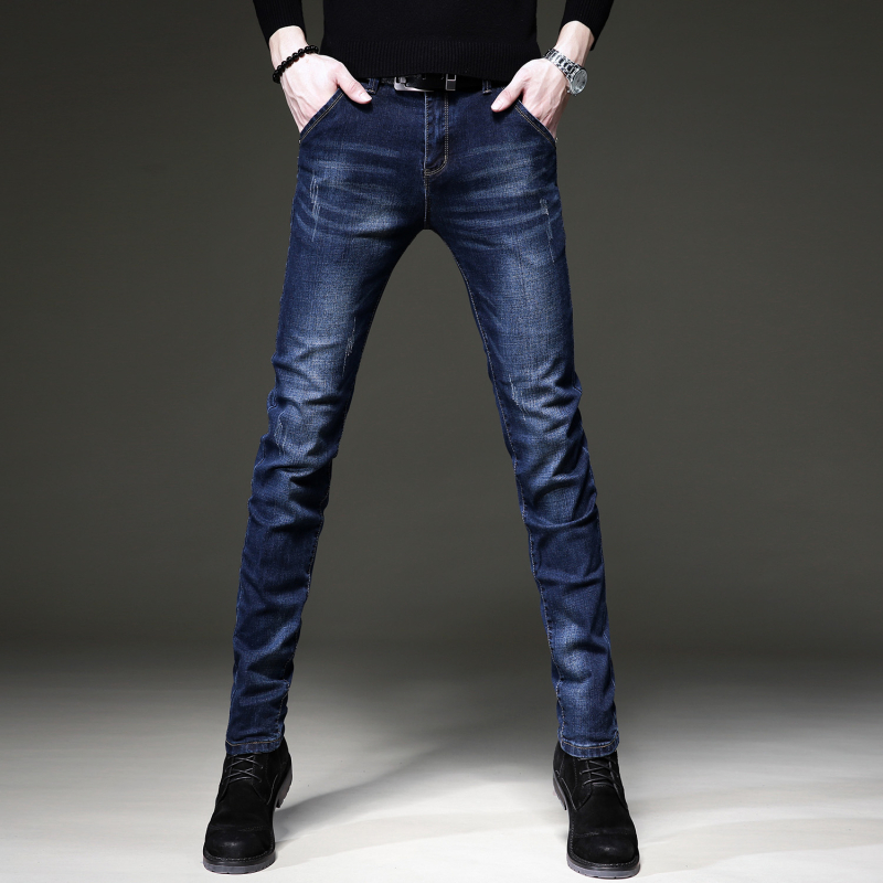 2024 őszi új, csúcskategóriás farmernadrág, férfi karcsúsított, rugalmas szárú, koreai stílusú, divatos, lezser nadrág fiataloknak