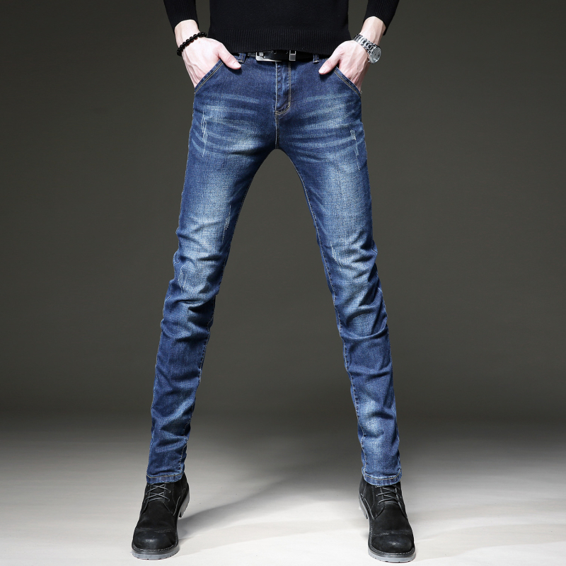 2024 őszi új, csúcskategóriás farmernadrág, férfi karcsúsított, rugalmas szárú, koreai stílusú, divatos, lezser nadrág fiataloknak