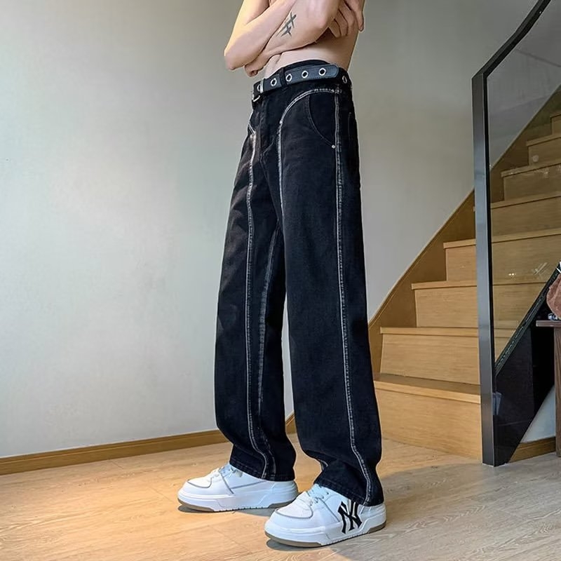 Férfi egyenes szabású, laza szabású, új, High Street Torre nadrág, tavaszi és őszi divatmárkás farmer, hongkongi stílusú nadrág, lezser nadrág