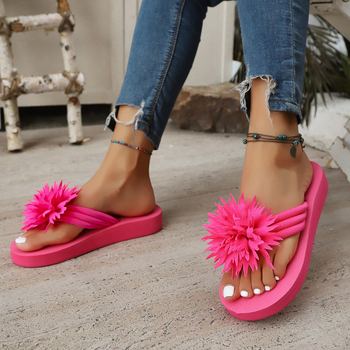 Καλοκαιρινή Νέα Διακόσμηση Λουλουδιών Εξωτερικού Εμπορίου Χονδρική Γυναικεία Μοντέρνα Εξωτερική Ένδυση Επίπεδα Casual Σανδάλια Παραλίας
