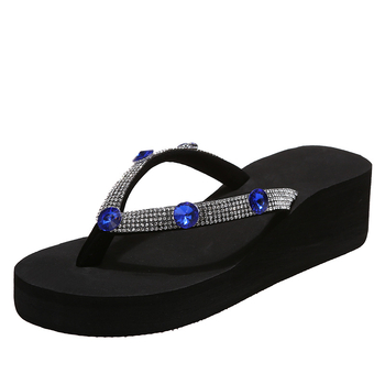 Παντόφλες με χοντρό πάτο για μεγάλα μεγέθη σε ευρωπαϊκό και αμερικανικό στυλ, γυναικείες παντόφλες με στρας για το καλοκαίρι του 2025, μοντέρνες παντόφλες θαλάσσης